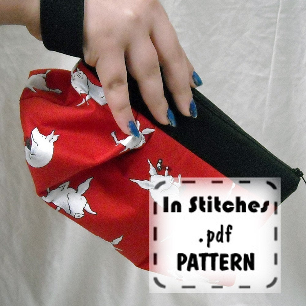 Zipper Wristlet PDF Purse Pattern Pleated Gathered Clutch EASY Instructions DIY Tutorial