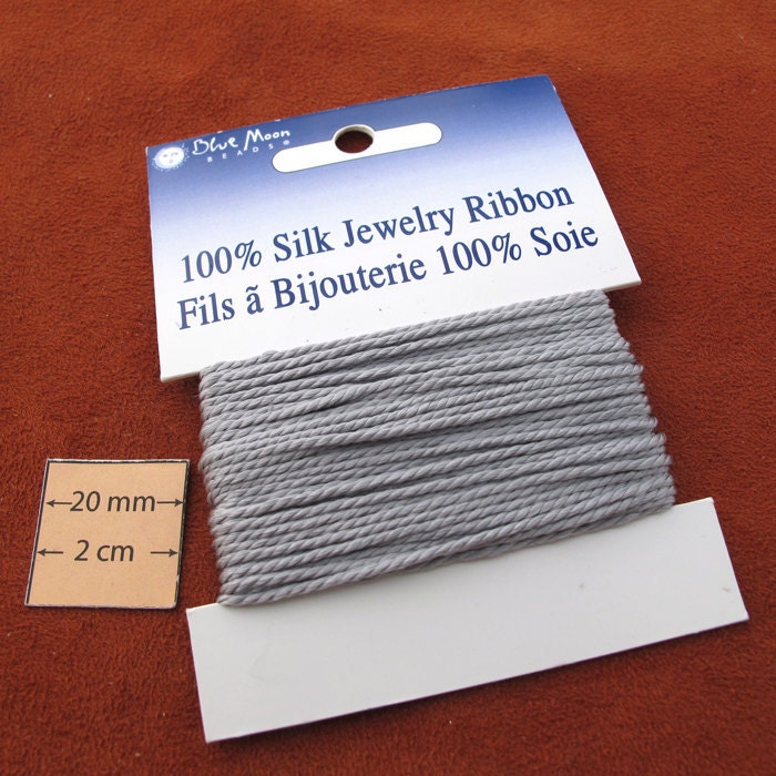 Grey, 3ply Twisted Cord, Great for Knotted Necklaces, 100% Pure Silk, Sold per 6 yards, 1012-11