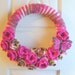 Handmade Crochet 14 Inch Rose Wreath with Butterfly