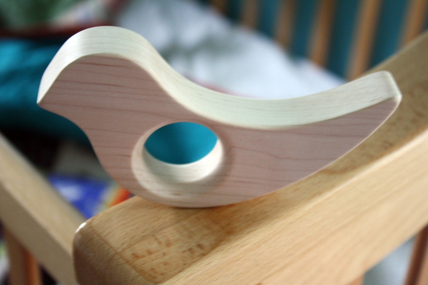 BABY TOY TEETHER  toy bird dove organic sweet wooden lark alouette peace grasping pal