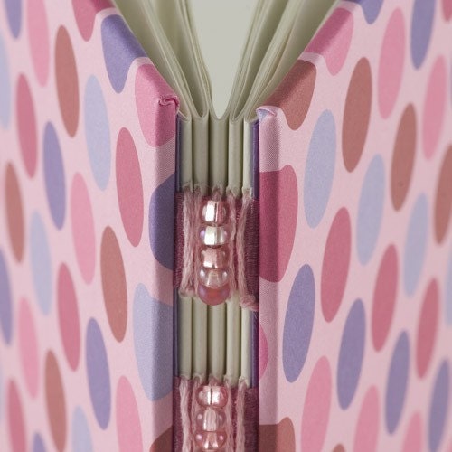 ON SALE Handmade journal with purple and pink dots