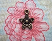 15pcs 10x14mm antique bronze flower charms pendants (J12)