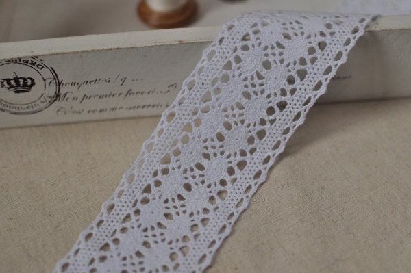 4.5cm x 1yard (white) cotton crochet lace trim (S452)