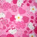 2393 - Japanese Kawaii Hello Kitty Apple Cherry Floral Heart Flannel Cotton Fabric - 42 Inch (Width) x 1/2 Yard (Length)