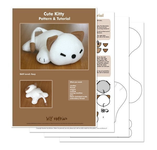 Cute Kitty softie cat sewing pattern - PDF