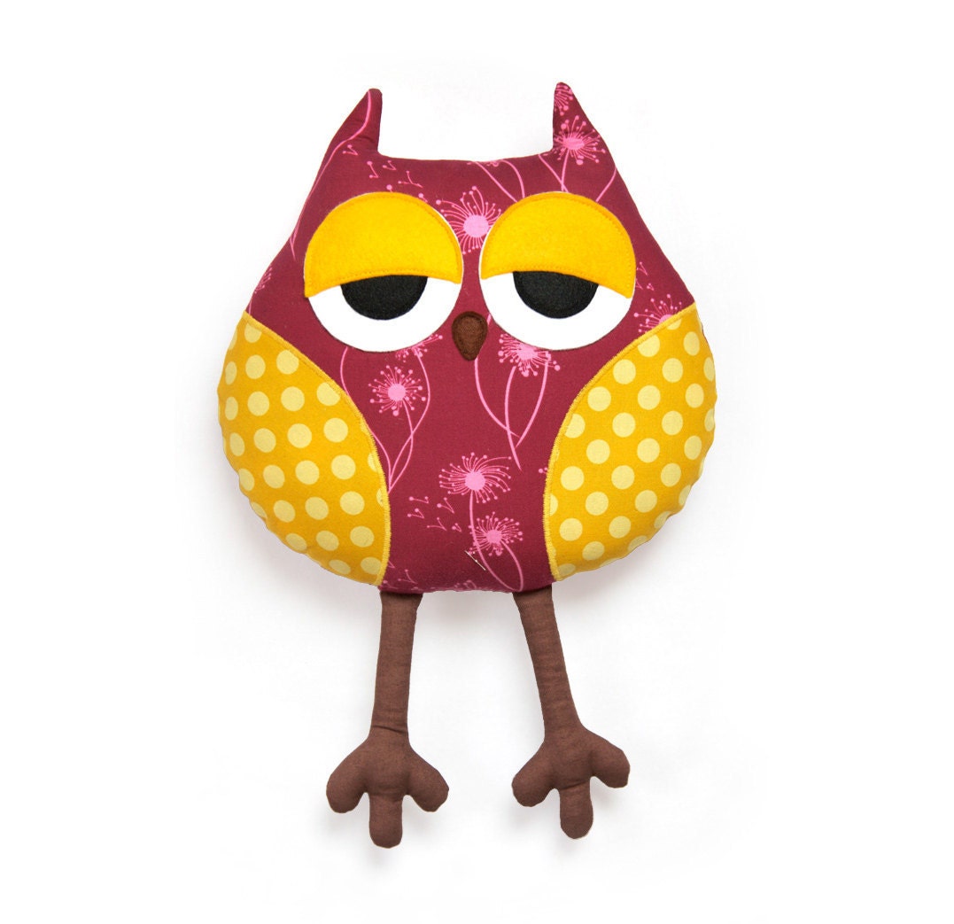 Tutorial - Sleepy Owl - PDF stuffed owl pattern Owl decor