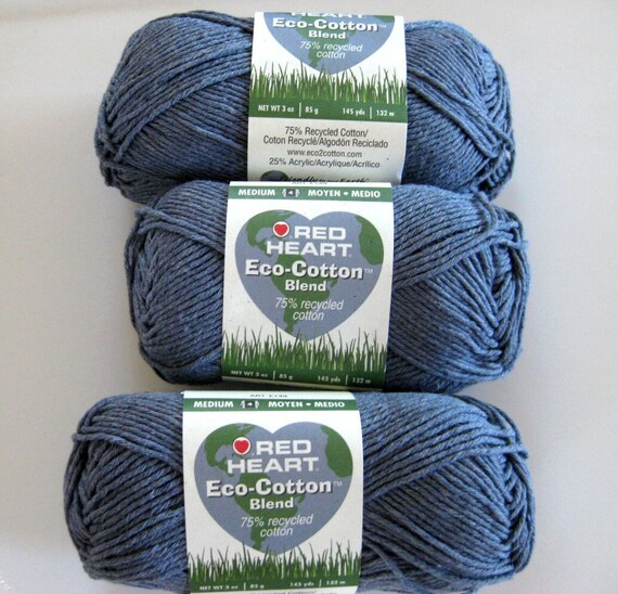 Red Heart Eco Cotton blend Yarn denim blue from by crochetgal