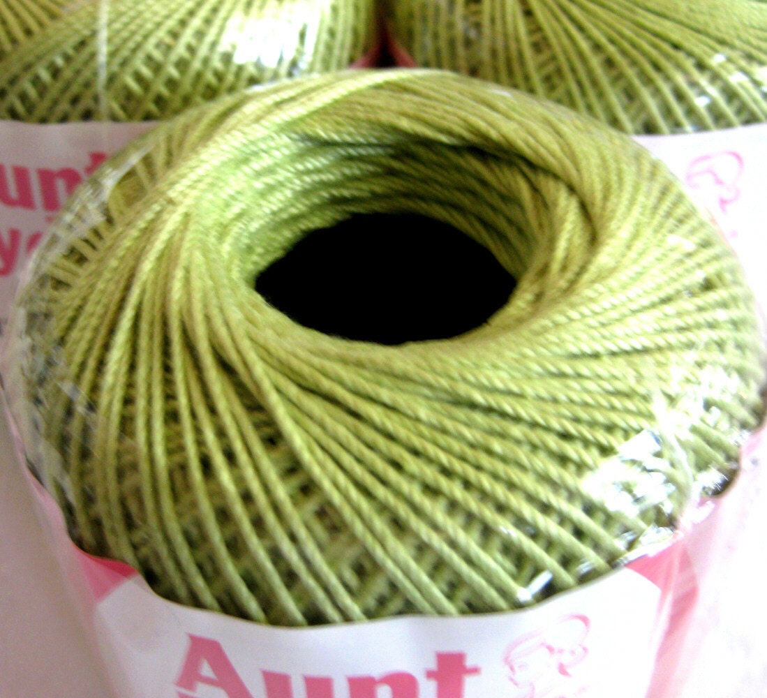Aunt Lydias Fashion Crochet thread LIME Green Size 3 by crochetgal