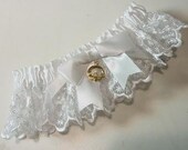 wedding garter Irish Lace Wedding Garter with Claddagh Charm HEIRLOOM ELEGANCE