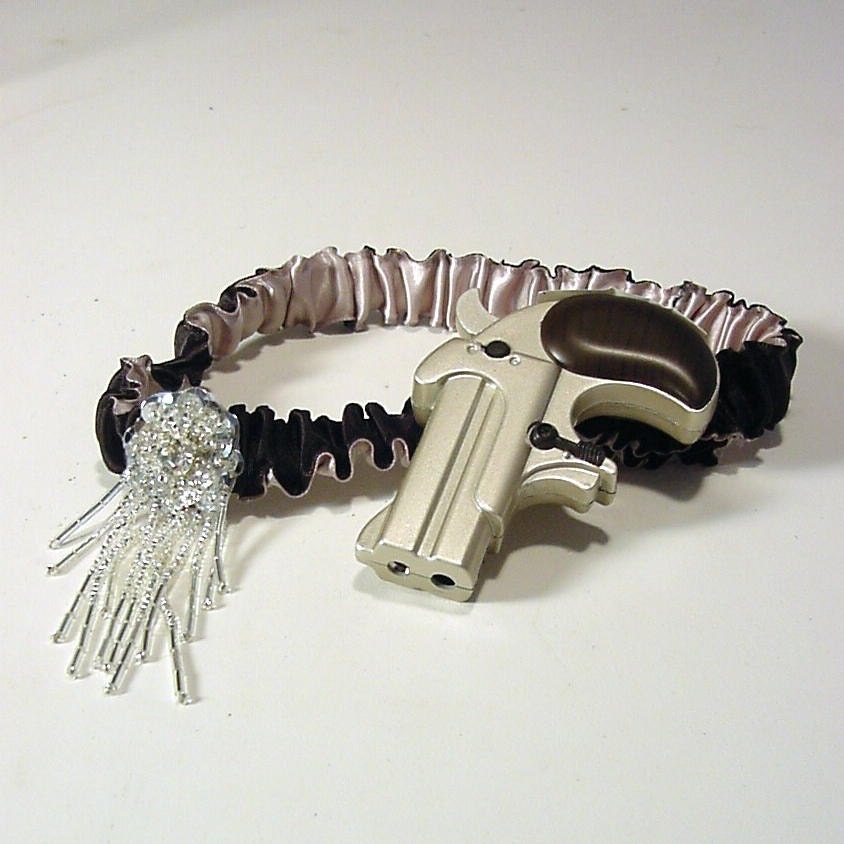 Wedding garter HE HAD it COMING  Steampunk prohibition costume burlesque lighter included