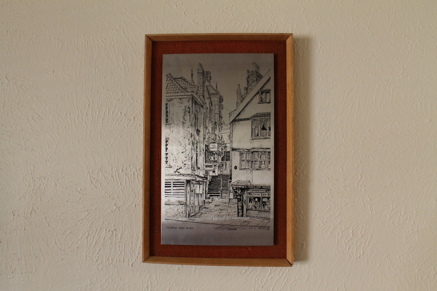 Vintage Metal Mounted Artwork