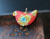 Handmade Lovely Red  colored accents Dove in Polymer Clay  with Swarowski crystal and Gold Fill - Say it with a Dove ..