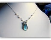 Labradorite Necklace with Freshwater Pearls in Sterling Silver - Lightning