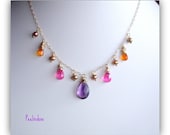 multigemstone gold necklace - Amethyst necklace with Rubellite, Madeira Citrine Quartz and  Gold Pearls in 14k Necklace -  Serenade