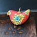 Handmade Lovely Red  colored accents Dove in Polymer Clay  with Swarowski crystal and Gold Fill - Say it with a Dove ..