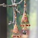 Smokey Quartz, garnet, champagne quartz, andalusite and clay floral gold earrings - The Sun Setting Golden
