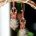 Natural Ruby, Rubellite and Ruby Jade gemstone cluster clay floral  gold earrings - Henna