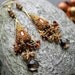 Smokey Quartz, garnet, champagne quartz, andalusite and clay floral gold earrings - The Sun Setting Golden