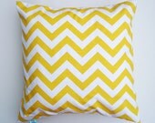 Chevron Pillow Cover Zig Zag Stripes Yellow Nursery Accent Throw Decorative Pillows 16 Inch 16x16 Cotton Home Decor