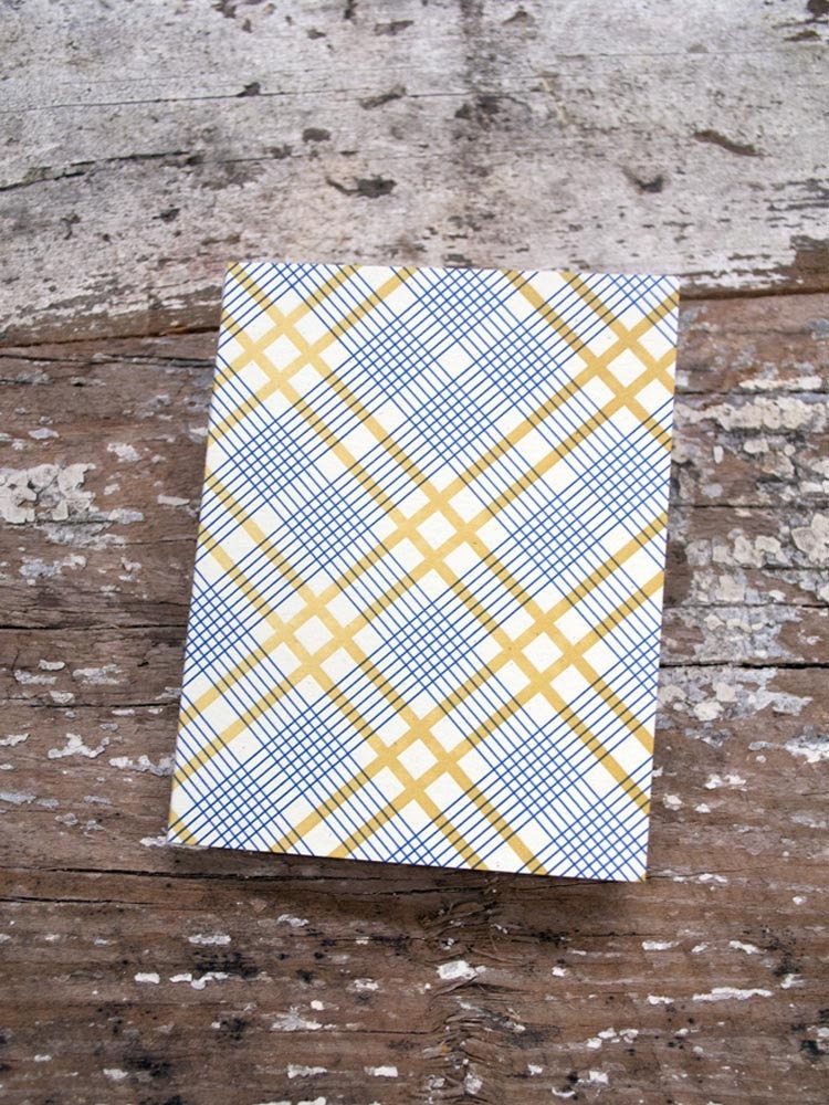 plaid letterpress printed notebook.