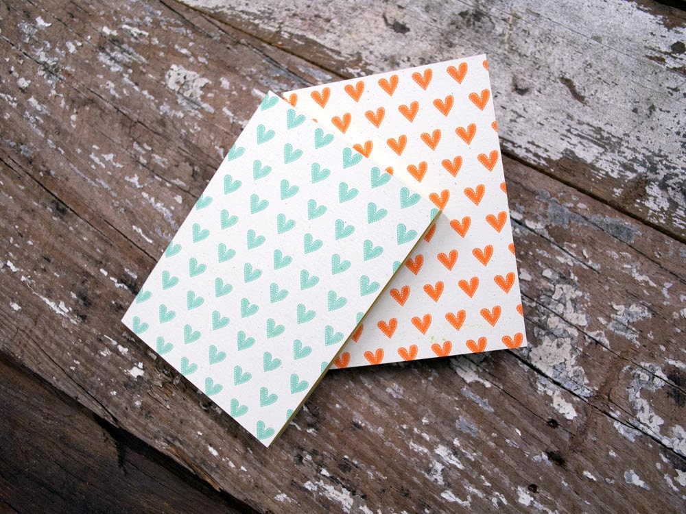 all hearts letterpress printed notebook