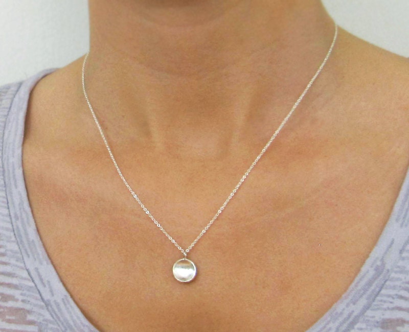 Sterling Silver Disc Necklace / Simple Silver Or Gold Necklace / Small Dainty Circle Necklace