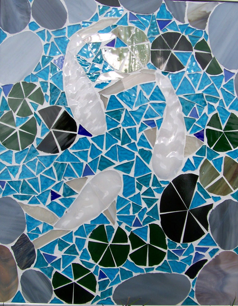 Mosaic Koi Pond Framed Mosaic