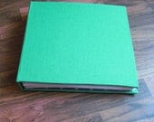 Handbound book-lime green with inside polka dots