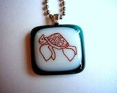 sea turtle  glass fused necklace handmade