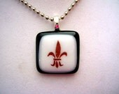 fleur de lis - glass fused necklace
