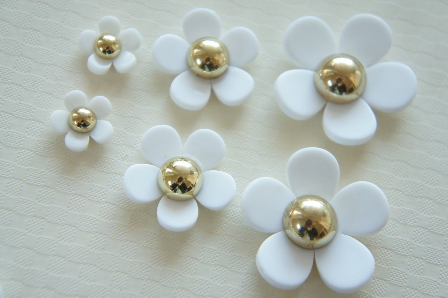 6 pcs White Daisy Flower Cabochon (31mm-13mm) FL262