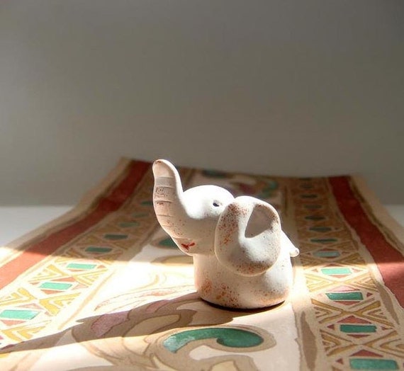 Baby Elephant Figurine, Tiny Animal Hand Sculpted Figurine