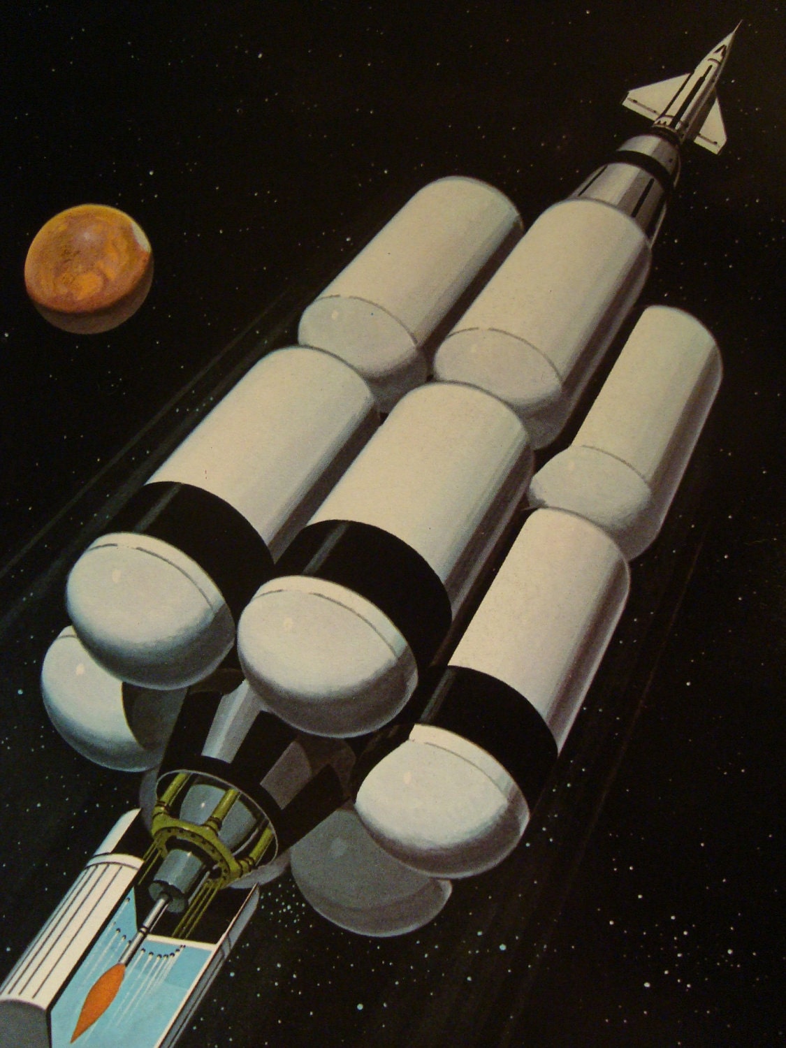 Mars Bound Rocket Vintage Outer Space Original Print Number 698