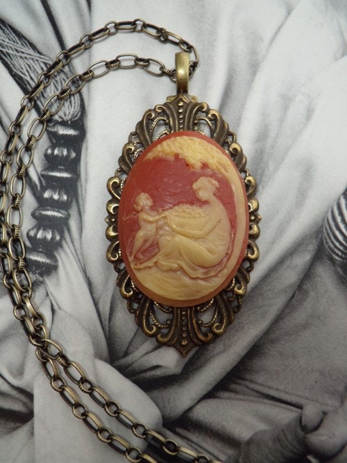 Peach Cameo Necklace