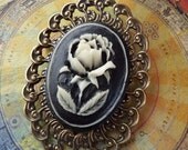 Rose Noir Black Cameo Brooch