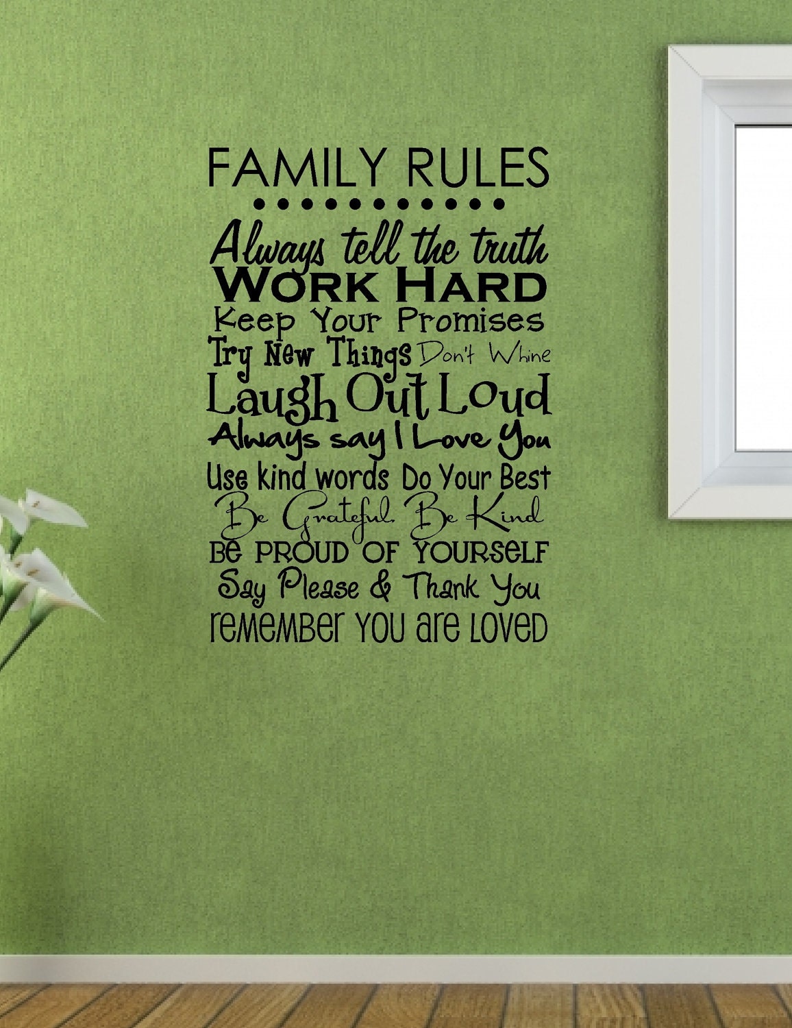 Family Rules - Vinyl Wall Decal Item FAM16