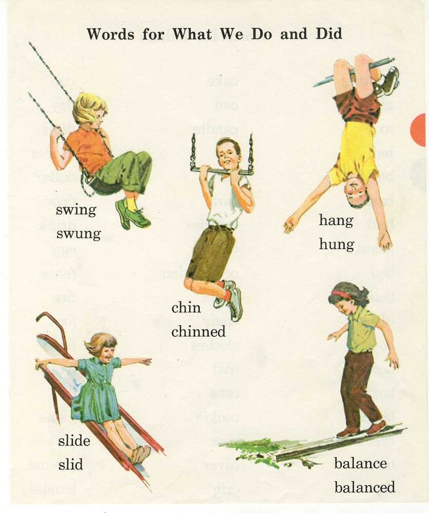 Vintage Illustration - Action Words