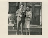 Vintage 1940s Photograph - Unhappy Couple Dressed Up