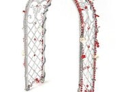 Miniature Garden Trellis for the Miniature or Fairy Garden Pretty Silver Pink and Red