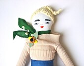 Cloth art doll Linen body Soft sculpture fashion display doll