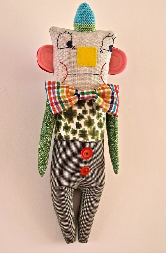 New Year Sale, Art Doll Fabric, cloth, textile, soft sculpture, Sid Square