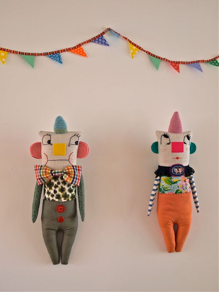 New Year Sale, Art Doll Fabric, cloth, textile, soft sculpture, Sid Square