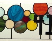 Stained Glass Window Panel / Transom with 3D house numbers (AM-38)