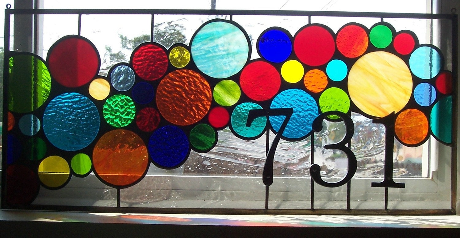Stained Glass Window Panel / Bright and Bubbly Transom (AM-43)