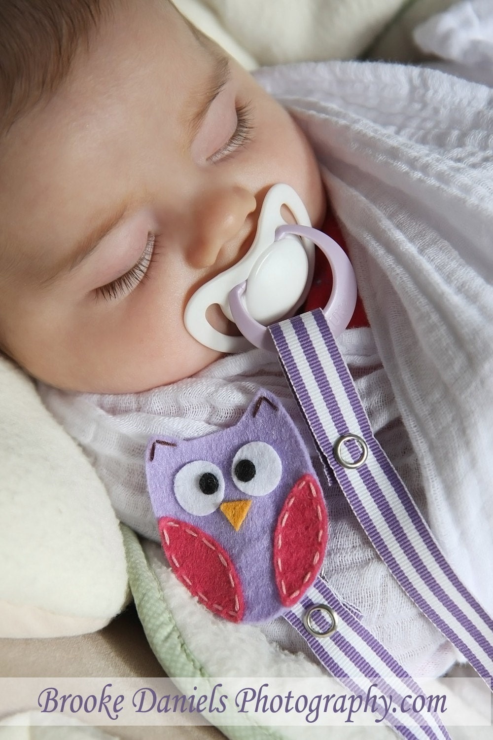 Baby Boy Pacifier Clip - Brown Owl Paci Clip - Binky Saver - Brown - Baby Shower Gift (OO)