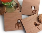 Wood Coasters - Chair Silhouettes
