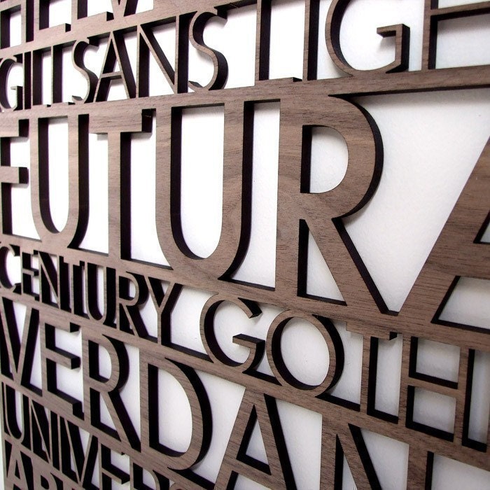 Sans Serif Typography Wood Wall Art