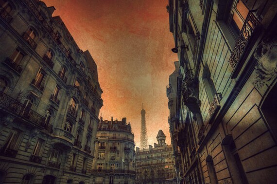 Paris photography, Lanscape photography, Paris decor, Paris print, Paris art, Paris art print, Paris eiffel tower, Orange, 5x7(13x18cm)