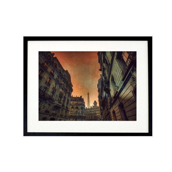 Paris photography, Lanscape photography, Paris decor, Paris print, Paris art, Paris art print, Paris eiffel tower, Orange, 5x7(13x18cm)