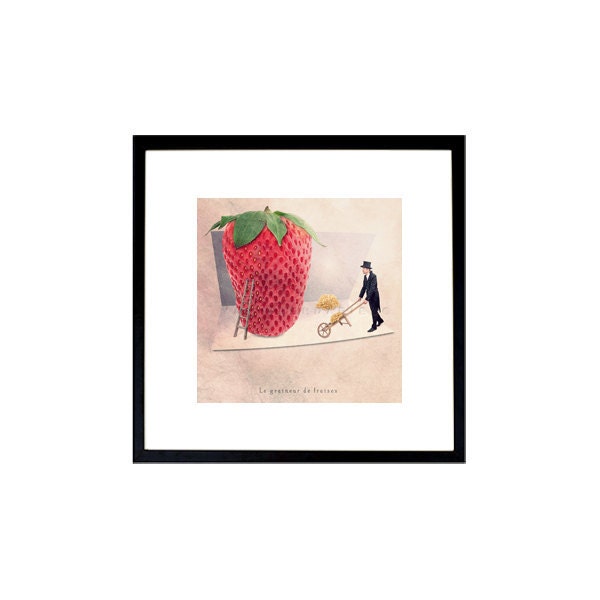 Food photography, Rustic kitchen decor, Strawberry Photo, Red decor, Fresh Fruit, Home Kitchen Decor, Kitchen art, 6x6 (15x15cm)